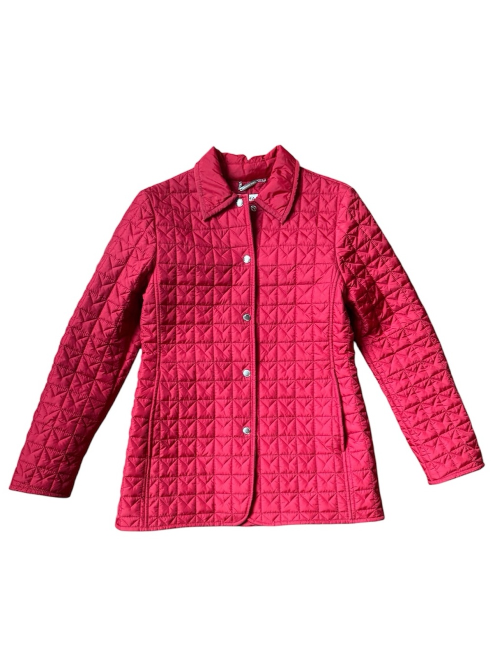 Michael Kors red quilted jacket, snap front, pockets, outstanding condition.